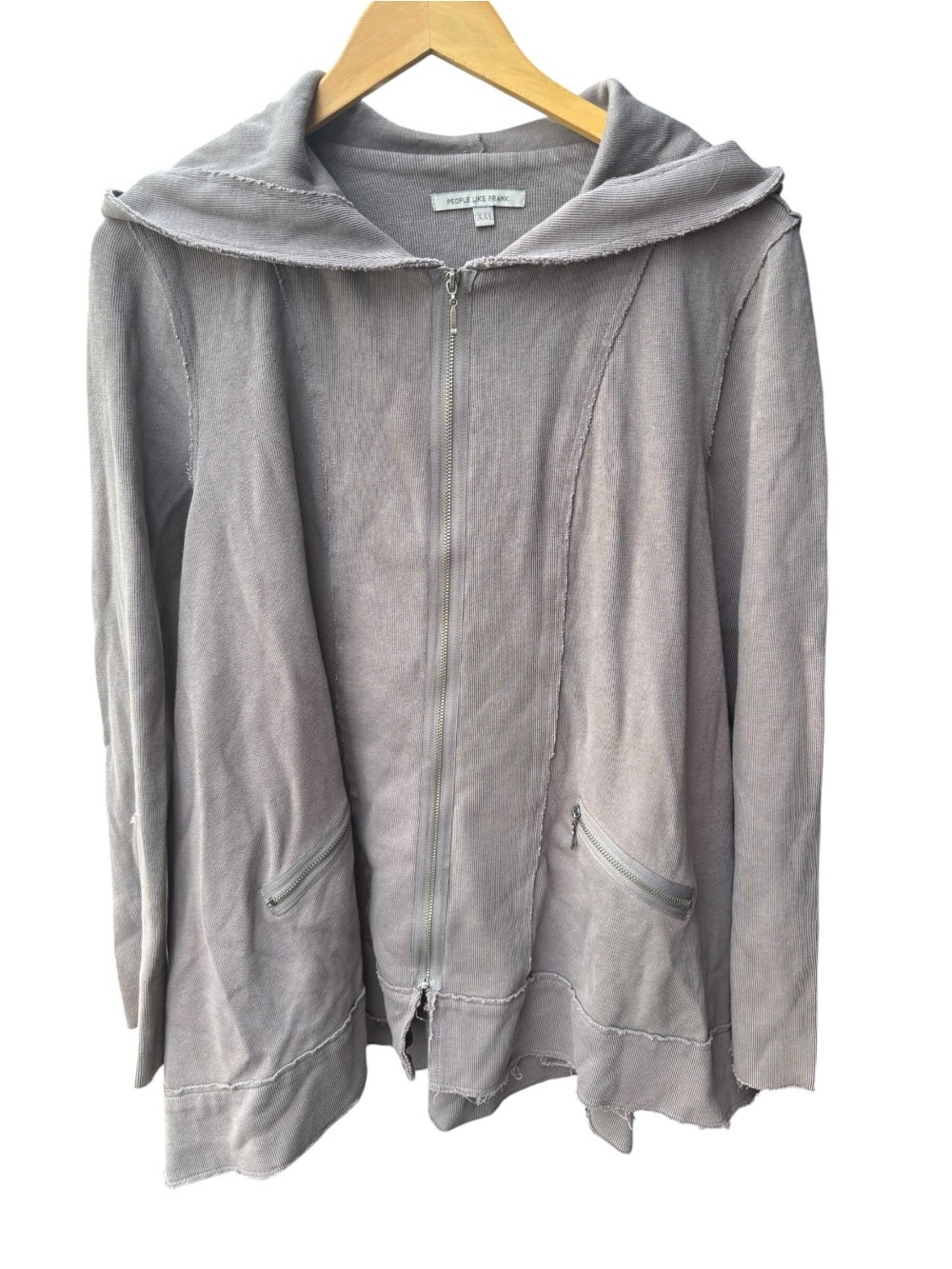 People Like Frank Gray Zip-Front Hooded Jacket